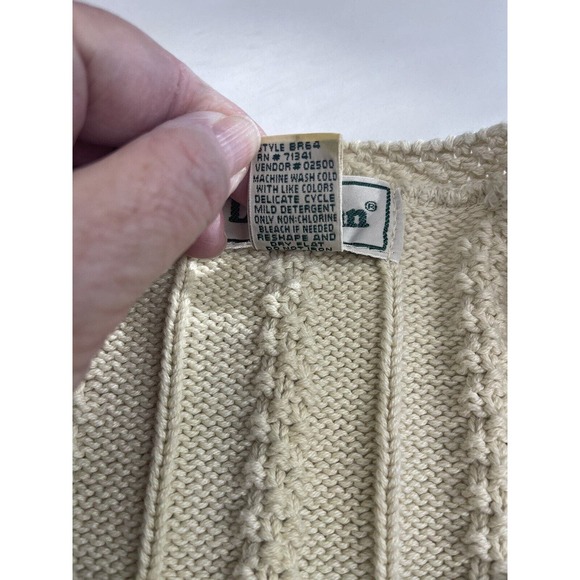 LL Bean Cable Knit 100% Cotton Pullover Sweater Womens Small Made in Scotland - Picture 4 of 12